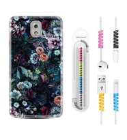 Samsung Note 3 4 5 8 9 20 Ultra 10 Lite Kılıf Kablo Koruma Spiral Silikon Great Flowers 1304