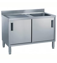 Electrolux Professional Dolaplı 1 Evyeli Tezgah, Evyesi (600x500 Mm), Damlalık Sol Tarafta, 2 Kayar Kapılı, 1400 Mm MLA1416SXPN