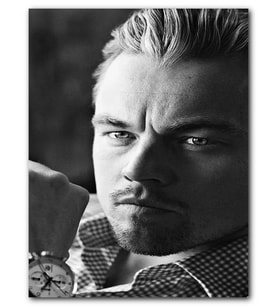 Cakatablo MDF (Ahşap) Tablo Leonardo Di Caprio Siyah Beyaz Yakın Portre