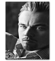 Cakatablo MDF (Ahşap) Tablo Leonardo Di Caprio Siyah Beyaz Yakın Portre