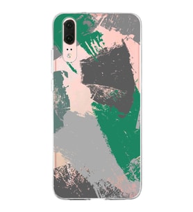 Huawei P20 Uyumlu Kapak Brush Stroke Tasarımlı Şeffaf Silikon Kılıf