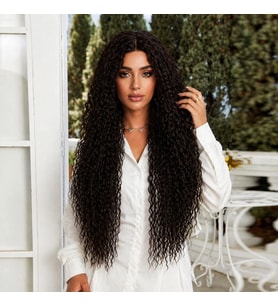 Afro Daa Fiber Sen Tül Peruk / Koyu Kestane
