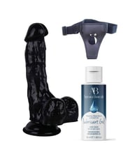 Censan Belden Bağlamalı Kayganlaştırıcı Set Noctis 18cm Siyah Dildo No:5