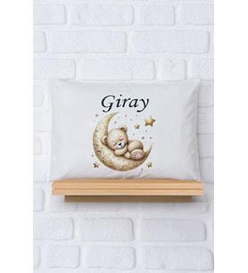 Pia Baby Premium %100 Pamuk İsme Özel Erkek Bebek Yastık Kılıfı 35*45 cm 5052-12