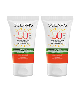 Solaris Yağlı Cilt Tipleri İçin Mat Bitişli Yaşlanma Karşıtı Jel Güneş Kremi SPF 50+ (50 ml) x 2 Adet