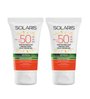Solaris Yağlı Cilt Tipleri İçin Mat Bitişli Yaşlanma Karşıtı Jel Güneş Kremi SPF 50+ (50 ml) x 2 Adet