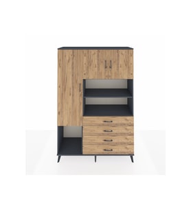 Hyperion Gardrop 7 Raflı 4 Çekmeceli 3 Kapaklı 132x44x195 Antrasit-Çam