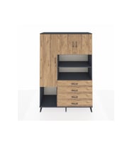 Hyperion Gardrop 7 Raflı 4 Çekmeceli 3 Kapaklı 132x44x195 Antrasit-Çam