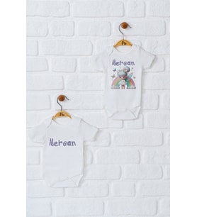 Pia Baby Premium %100 Pamuk İsme Özel Organik Baskılı İkili Set Çıtçıtlı Bebek Body Zıbın Modelleri 5083-17 (Ekru)