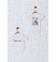 Pia Baby Premium %100 Pamuk İsme Özel Organik Baskılı İkili Set Çıtçıtlı Bebek Body Zıbın Modelleri 5083-17 (Ekru)