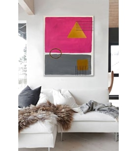 Tablolife Pembe Gri Yağlı Boya Dokulu Tablo 90X120,Çerçeve;Gümüş