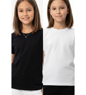 Kız Çocuk 2'li T-Shirt Geniş Kalıp ve Basic 6-14 Yaş 12692DS MODANINO