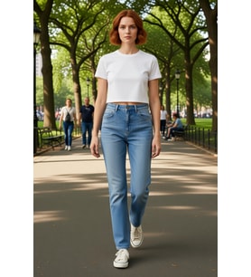 Kadın Yüksek Bel Rahat Kesim Denim Pantolon Fonksiyonel Dayanıklı Kaliteli Konforlu Modern