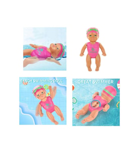 Küvette Havuzda Kendiliğinden Yüzen Kurmalı Swimming Baby Yüzen Bebek - Banyo oyuncağı 10 Cm