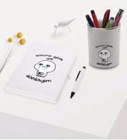 BK Gift Dardayım Tasarımlı Beyaz Defter Kalem ve Kalemlik Hediye Seti - Model 1