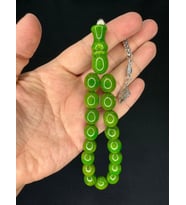 EFE BOY MASKOT ŞAK ŞAK TESBİH KOYU YEŞİL RENK ÇUBUK KEHRİBAR BÜYÜK BOY T-734 (Çok Renkli)