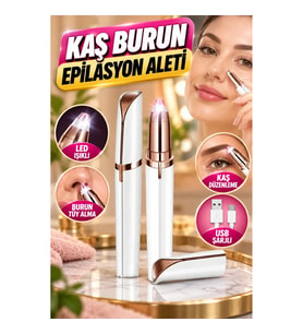 USB Şarjlı LED Işıklı Yüz Epilatörü Kaş Bıyık ve Tüy Alma Aleti Çift Başlıklı