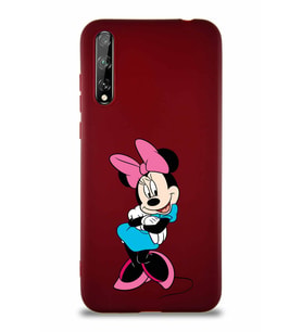 Huawei Y8P Soft Premier Kapak Minnie Mouse-D Tasarımlı Silikon Kılıf - Mürdüm (Şeffaf)
