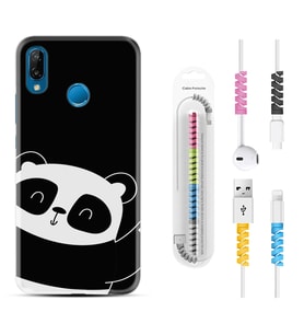 Huawei P20 Lite Mate 10 20 Lite Pro P40 Lite KılıfKablo Koruma Spiral Silikon Bay Bay Panda 1784