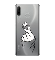 Huawei P30 Lite Uyumlu Kalp Desenli Şeffaf Telefon Kılıfı