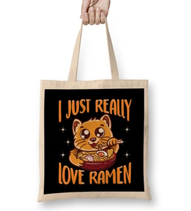 Cute & Funny I Just Really Love Ramen Anime Cat Bez Çanta Uzun Saplı