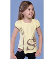 Toontoy Kız Çocuk T-Shirt Star Garnili Nakışlı (Sarı)