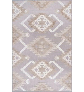 Eliana Home Baskılı, Yıkanabilir Kaymaz Taban Salon Halısı LNA0728 100x150 cm (Bej)