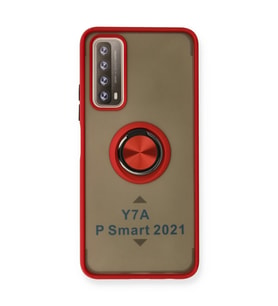 Huawei P Smart 2021 Kılıf Montreal Yüzüklü Silikon Kapak - Kırmızı