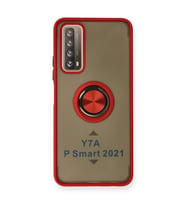 Huawei P Smart 2021 Kılıf Montreal Yüzüklü Silikon Kapak - Kırmızı