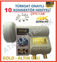 2 Çikişli Lnb 3D 4K Full Hd Lenebe Elenbi + Anten Kablo + 10 Adet Jak
