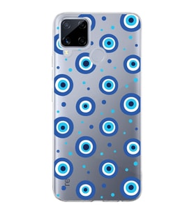 PrintiFy Realme C15  ile Uyumlu 1mm Slim Fit Nazar Boncuğu 1 Baskılı Şeffaf  Kılıf