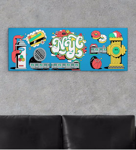 BK Gift Modern Soyut Tasarımlı Panorama Kanvas Tablo 150x50cm-22