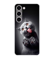 PrintiFy Samsung Galaxy S23 FE ile Uyumlu 1mm Slim Fit Kedi 2 050c Baskılı Şeffaf  Kılıf