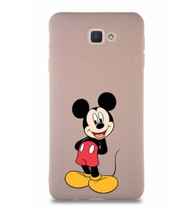 Samsung Galaxy J7 Prime 2 Soft Premier Kapak Mickey Mouse-B Tasarımlı Silikon Kılıf - Pudra (Şeffaf)