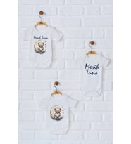 Pia Baby Premium %100 Pamuk İsme Özel Organik Baskılı Üçlü Set Çıtçıtlı Bebek Body Zıbın Modelleri 5082-18 (Ekru)