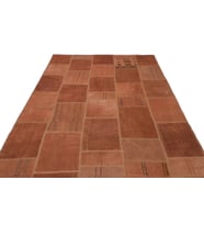 Kırmızı Halı Salon Halısı El Dokuma Yün Kiremit Terrakotta Geometrik Etnik Kilim