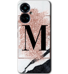 Tecno Camon 19 Pro Kılıf HD Desen Baskılı Kılıf - Pembe Mermer Desenli M Harfi