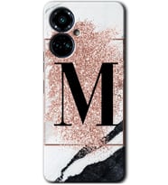 Tecno Camon 19 Pro Kılıf HD Desen Baskılı Kılıf - Pembe Mermer Desenli M Harfi