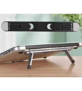 Siyah 2 Kademeli Katlanabilir ve Yapışkanlı Laptop Standı