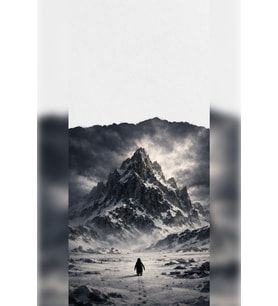 Nihilist Penguin Minimalist Penguen Ve Karlı Dağlar Tasarımlı Dekoratif MDF Tablo