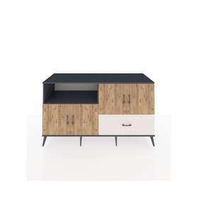 Kronos Konsol 4 Raflı Tek Çekmeceli 4 Kapaklı 176x59x99 Antrasit-Çam/Aytaşı