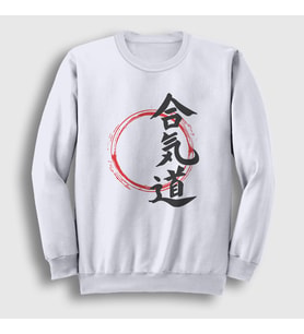 Presmono Unisex Beyaz Circle Aikido Ufc Mma Dövüş Sanatları Sweatshirt 502532tt (Beyaz)