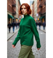 Kadın Oversize Kesim Dik Yaka Reglan Kol Düz Gri Triko Kazak Kışlık Günlük Giyim İçin İdeal Seçim
