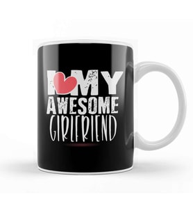 Cute I Love My Awesome Girlfriend Boyfriends Kupa Bardak Porselen