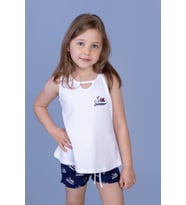 Toontoy Kız Çocuk I Love Summer Baskılı Şortlu Takım (Beyaz)