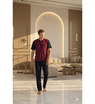 Yeni Sezon 2026 Erkek Lüx Tasarım Pijama Takımı (Bordo)
