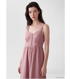 LCW Comfort Pembe Kalp Yaka Büzgülü Modal Karışımlı Elbise