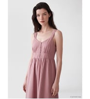 LCW Comfort Pembe Kalp Yaka Büzgülü Modal Karışımlı Elbise