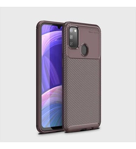 Samsung Galaxy M30S Kılıf Esnek Soft Karbon Tasarım Legion Serisi (Kahverengi)