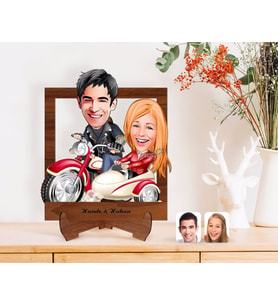 BK Gift Kişiye Özel Sevgililer Karikatürlü Ahşap Standlı 3D Biblo-12 (Beyaz)